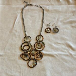 Chic Gold and Silver Circle Pendant Necklace Set